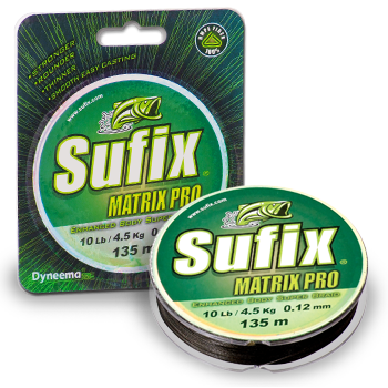 Шнур плетёный Sufix Matrix Pro Mid.Green 135 м 0.16 мм, 8,4 кг.; Цена 1680 рублей Шнур плетёный Sufix Matrix Pro Mid.Green 135 м 0.16 мм, 8,4 кг.